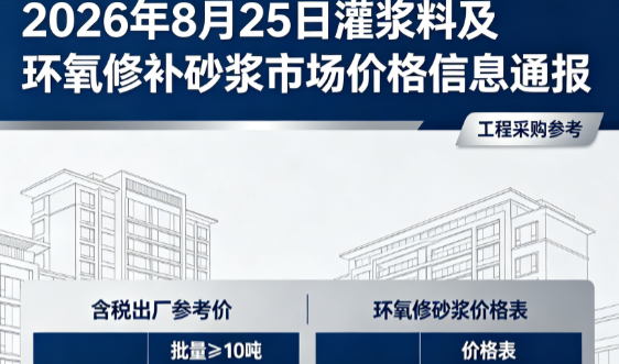 镇安2026年8月25日灌浆料及环氧修补砂浆市场价格信息通报
